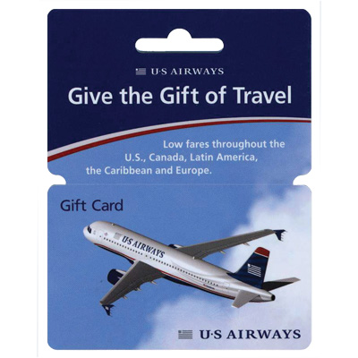 US AIRWAYS® $250 Gift Card - Fly to any of US Airways' 230 destinations!  This gift card is redeemable for $250 towards an airline ticket booked with US Airways®.  Easy to use, with no redemption headaches.